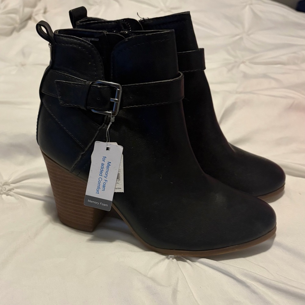 Black Ankle Boots with Buckle Detail